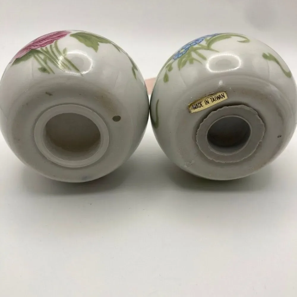 Vintage Ceramic Floral Pomander Lot of 2 w/Stopper Cottage French Country Core‎
